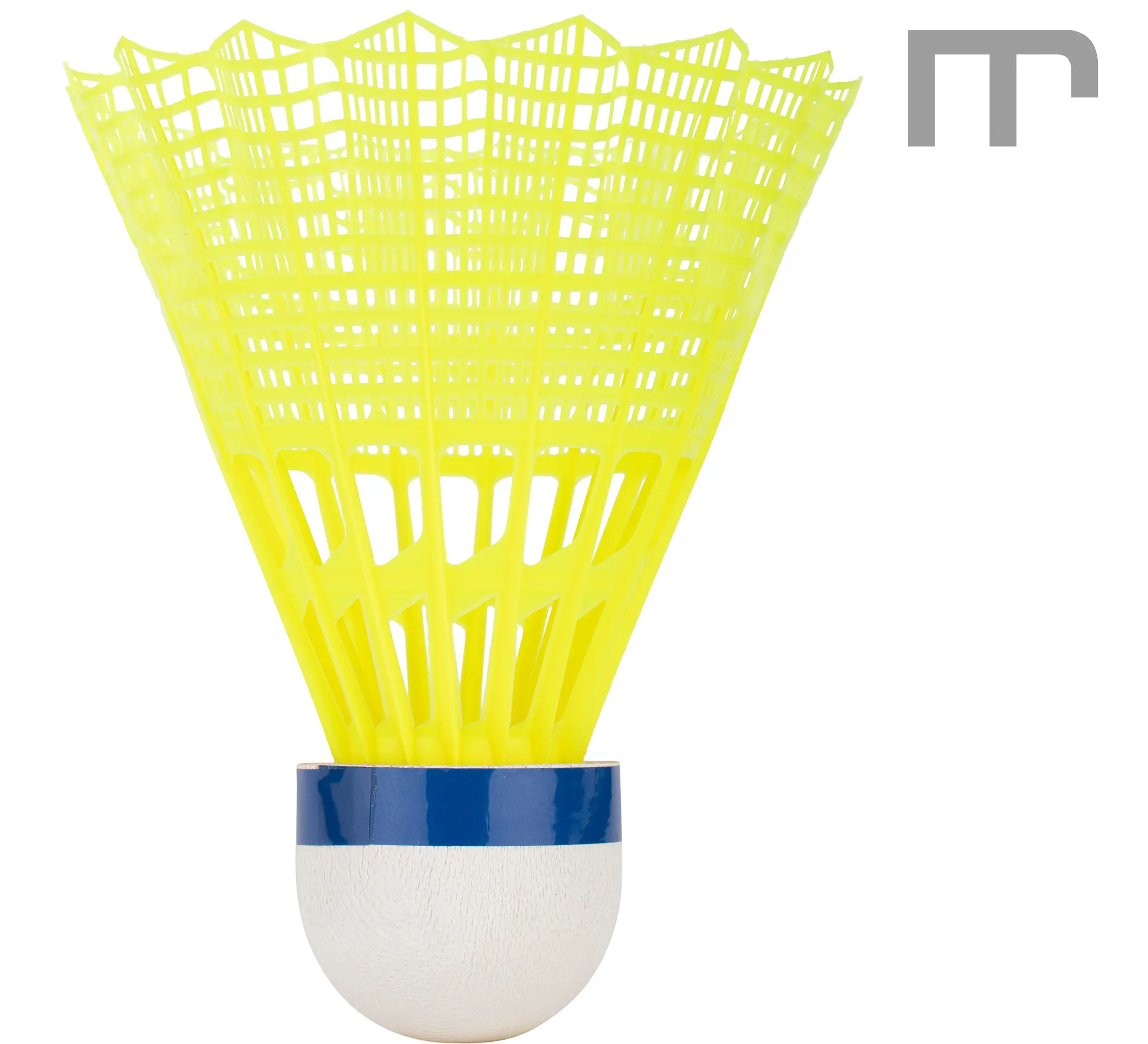 Badmintonball YONEX MAVIS 350 aus Nylon mit Naturkork-Kopf, gelbes oder weisses Kleid. Geschwindigkeiten grün (langsam), blau (mittel) und rot (schnell). Sehr haltbar, stabiler Flug – ideal für Schule, Center und Club.