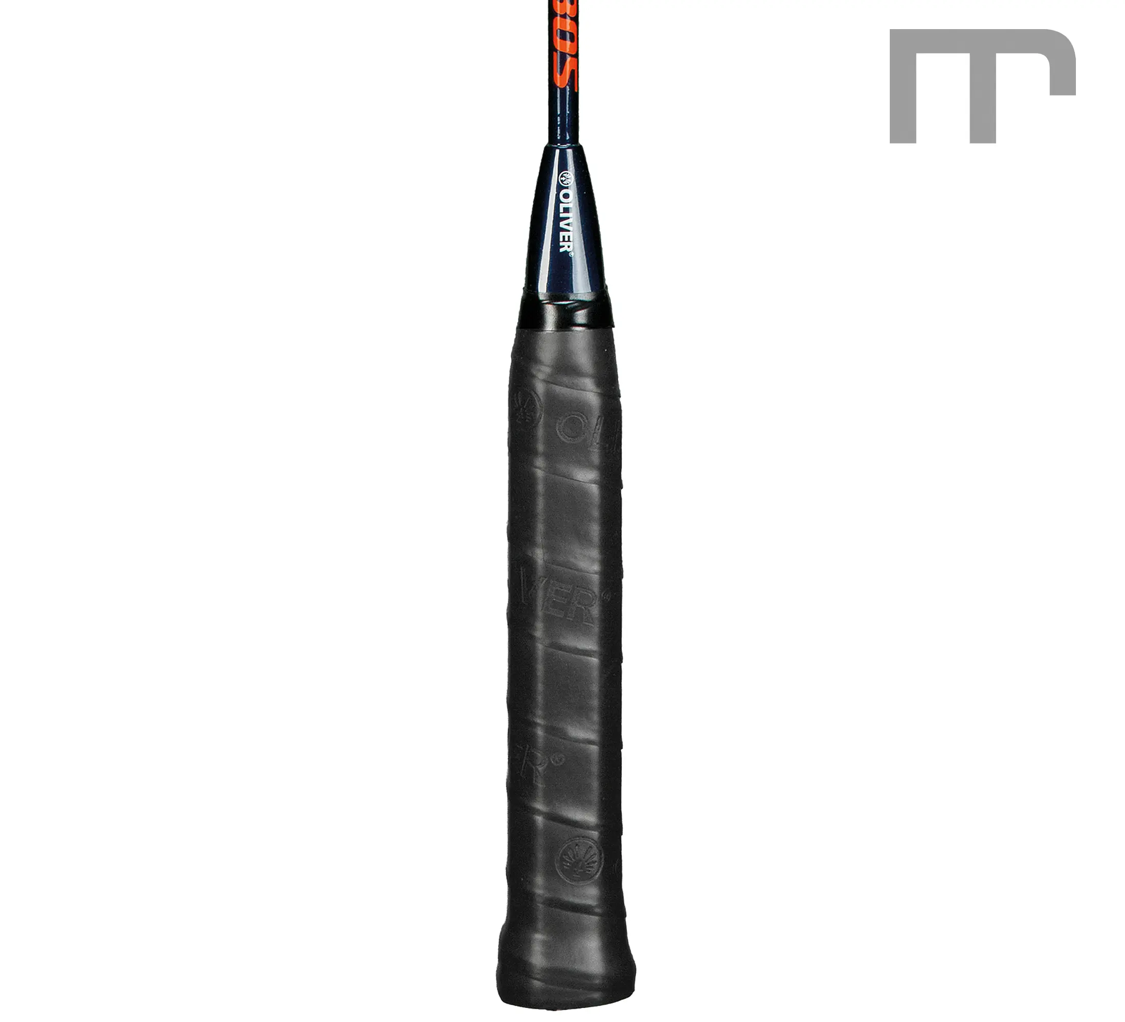 OLIVER SPEKTROS 305 – best deal grip view | mss-sport Switzerland OLIVER SPEKTROS 305 Badminton-Schläger (Kat. E) – ideal für Schulsport, mittel-steif Schaft, leicht kopflastig, 85 g – Griffbereich | Material: Carbon, Eigenschaften: leicht · unterstützt dein Spiel | jetzt preiswert kaufen bei mss-sport Schweiz