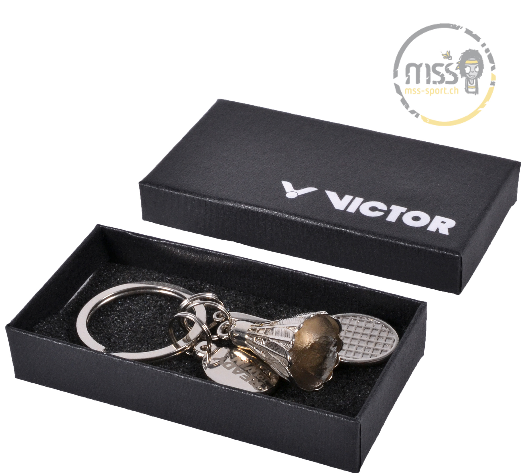 Victor Keychain Racket & Featherball silver